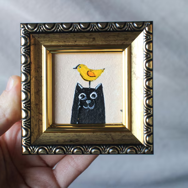 Funny Miniature Oil Paintings-Original Hand-Framed Artwork