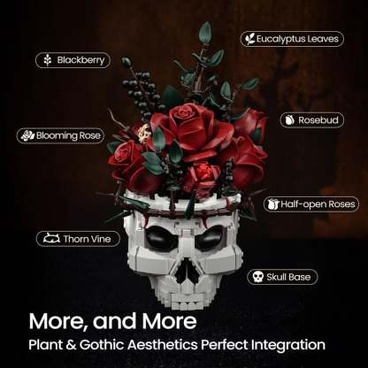 🔥Last Day 49% OFF - Gothic Skull Rose Building Set for Adults💀🌹