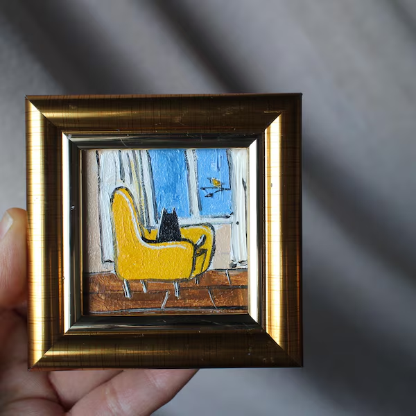 Funny Miniature Oil Paintings-Original Hand-Framed Artwork