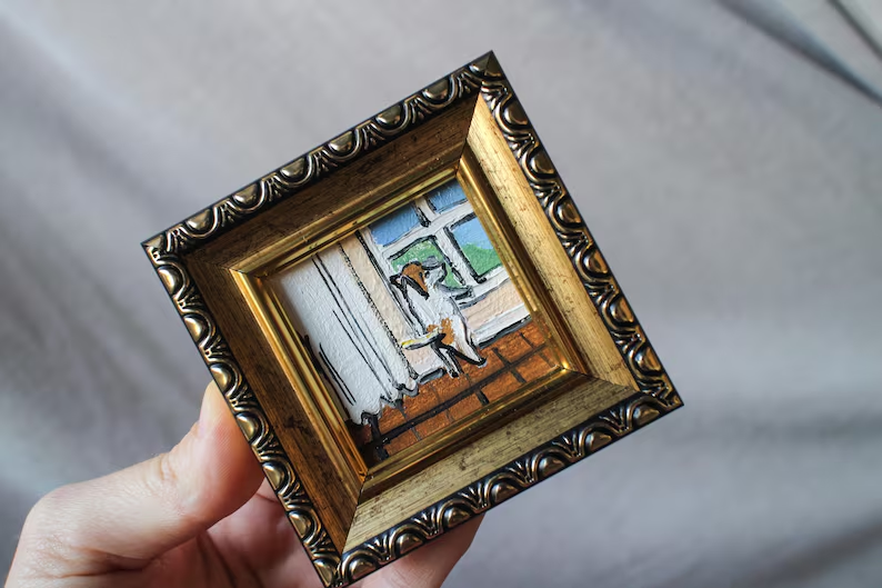Funny Miniature Oil Paintings-Original Hand-Framed Artwork