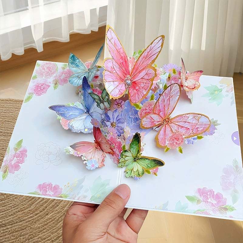 🦋 Vibrant 3D  Butterfly & Daisy Pop-Up Greeting Card