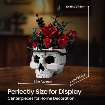 🔥Last Day 49% OFF - Gothic Skull Rose Building Set for Adults💀🌹