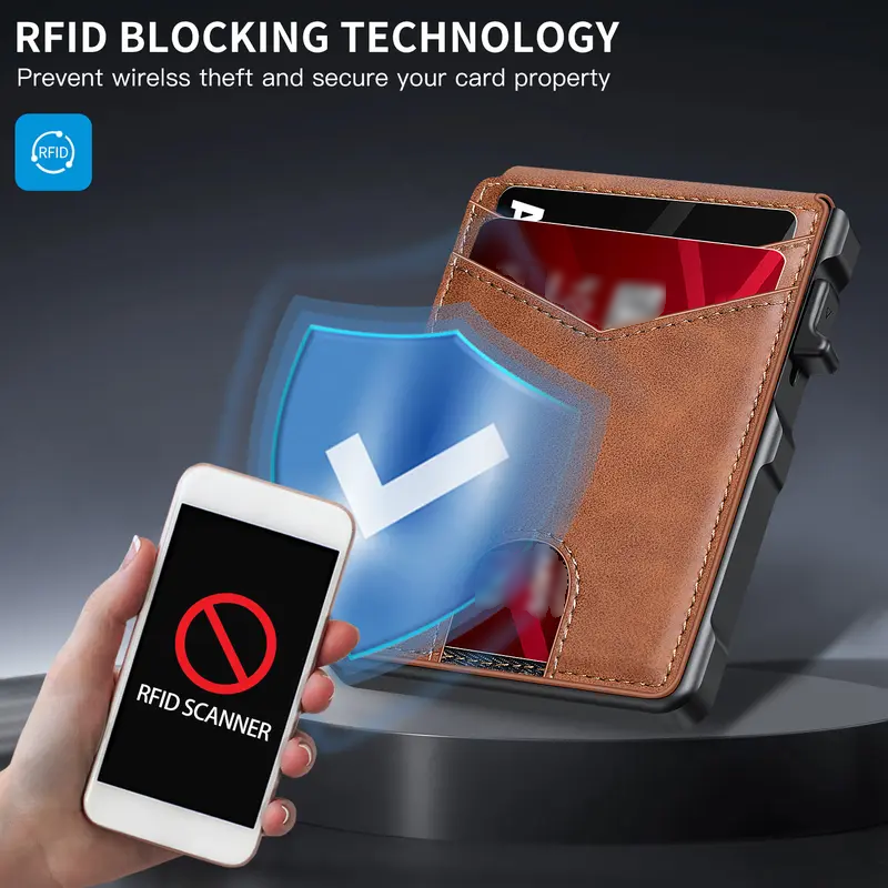 Men's Business Wallet Credit Card Holder Pop Up Slim Leather