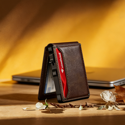 Men's Business Wallet Credit Card Holder Pop Up Slim Leather