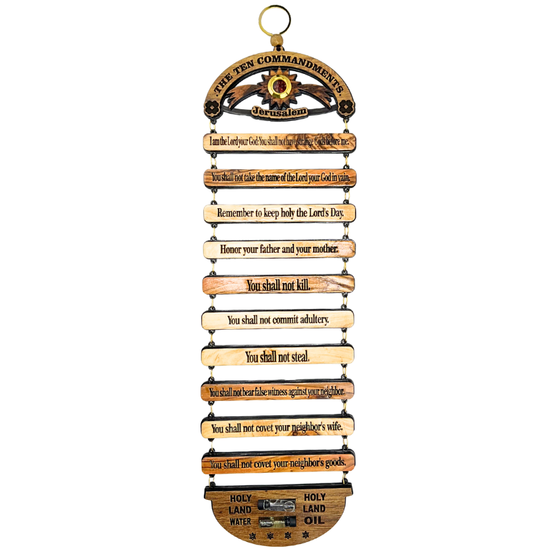 Ten Commandments from the Holy Land — Hand-Carved Wall Display