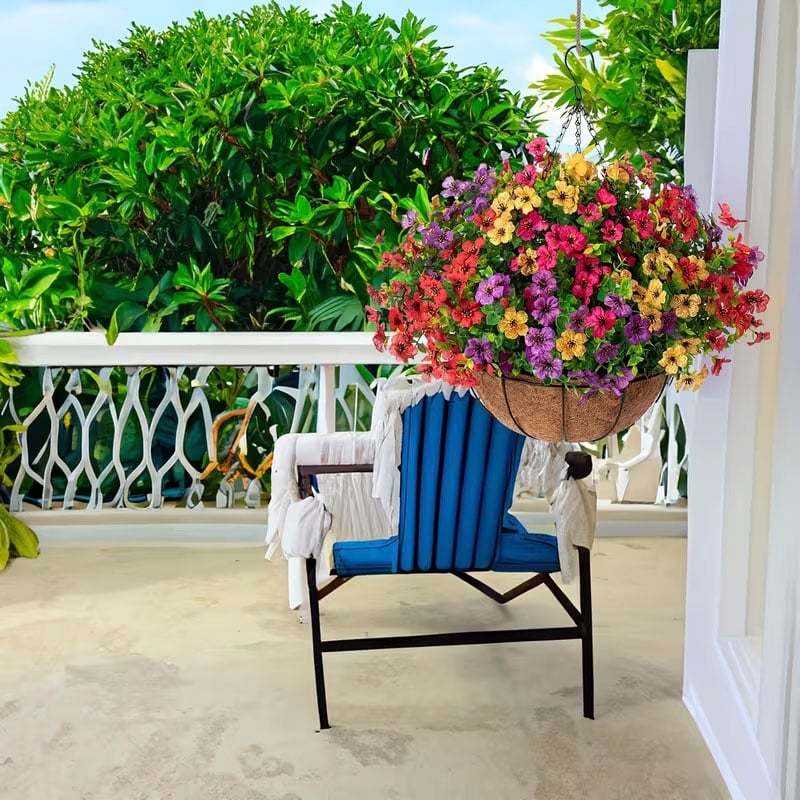 FREE SHIPPING!🔥Simulated Hanging Flower Basket 🌸No Watering💧. No Wilting. Just Perfect Blooms.