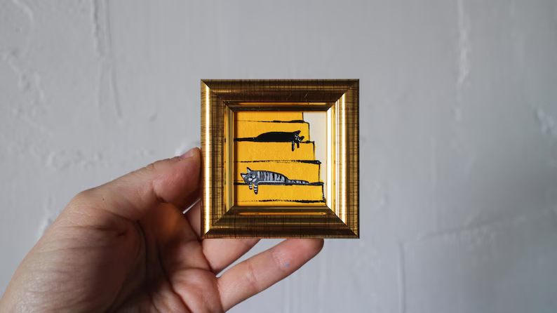 Funny Miniature Oil Paintings-Original Hand-Framed Artwork