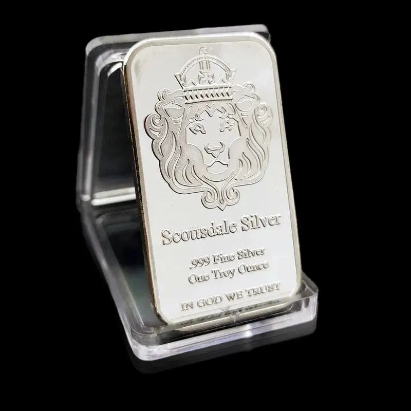 🔥1 oz Scottsdale Mint Crowned Lion Silver Bar