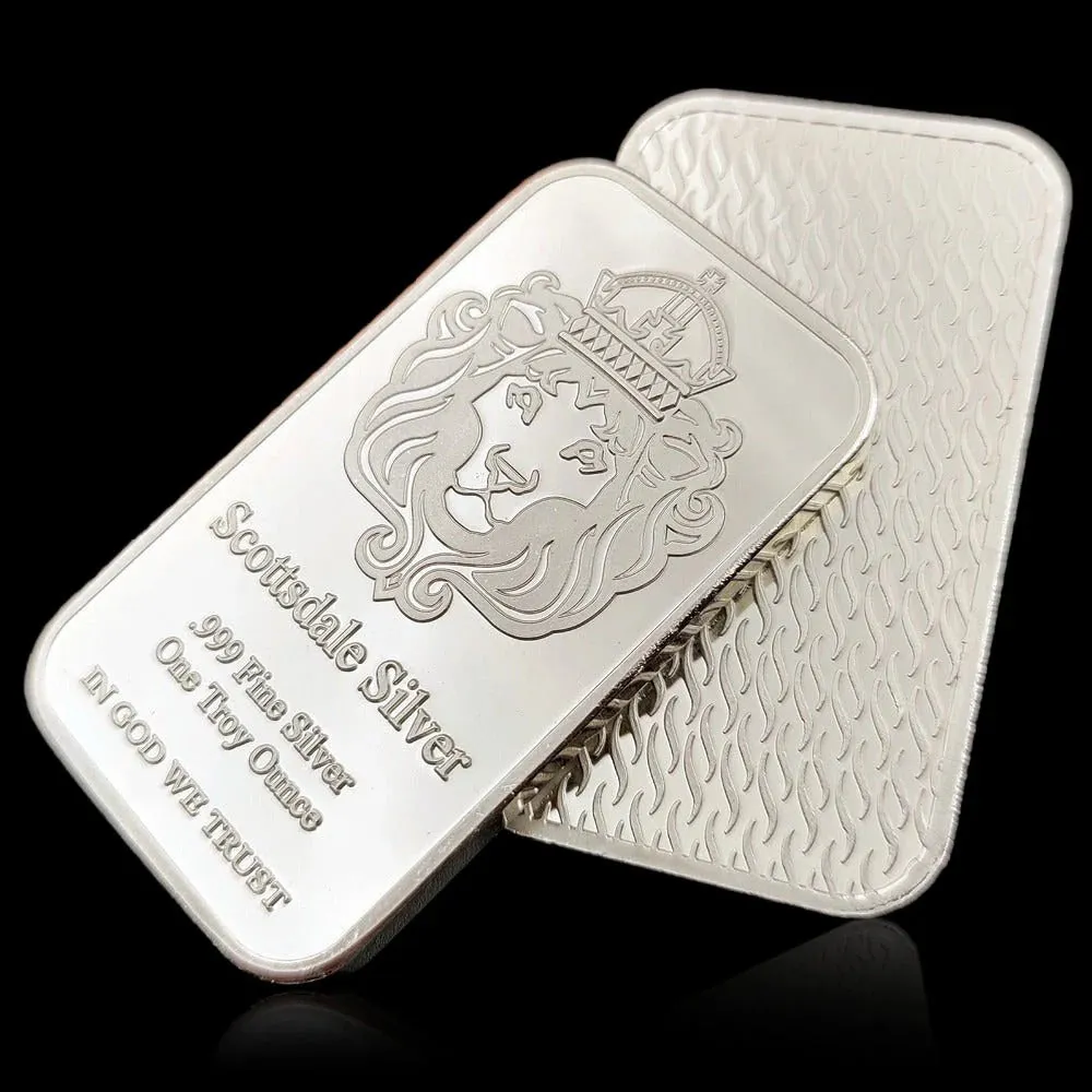 🔥1 oz Scottsdale Mint Crowned Lion Silver Bar