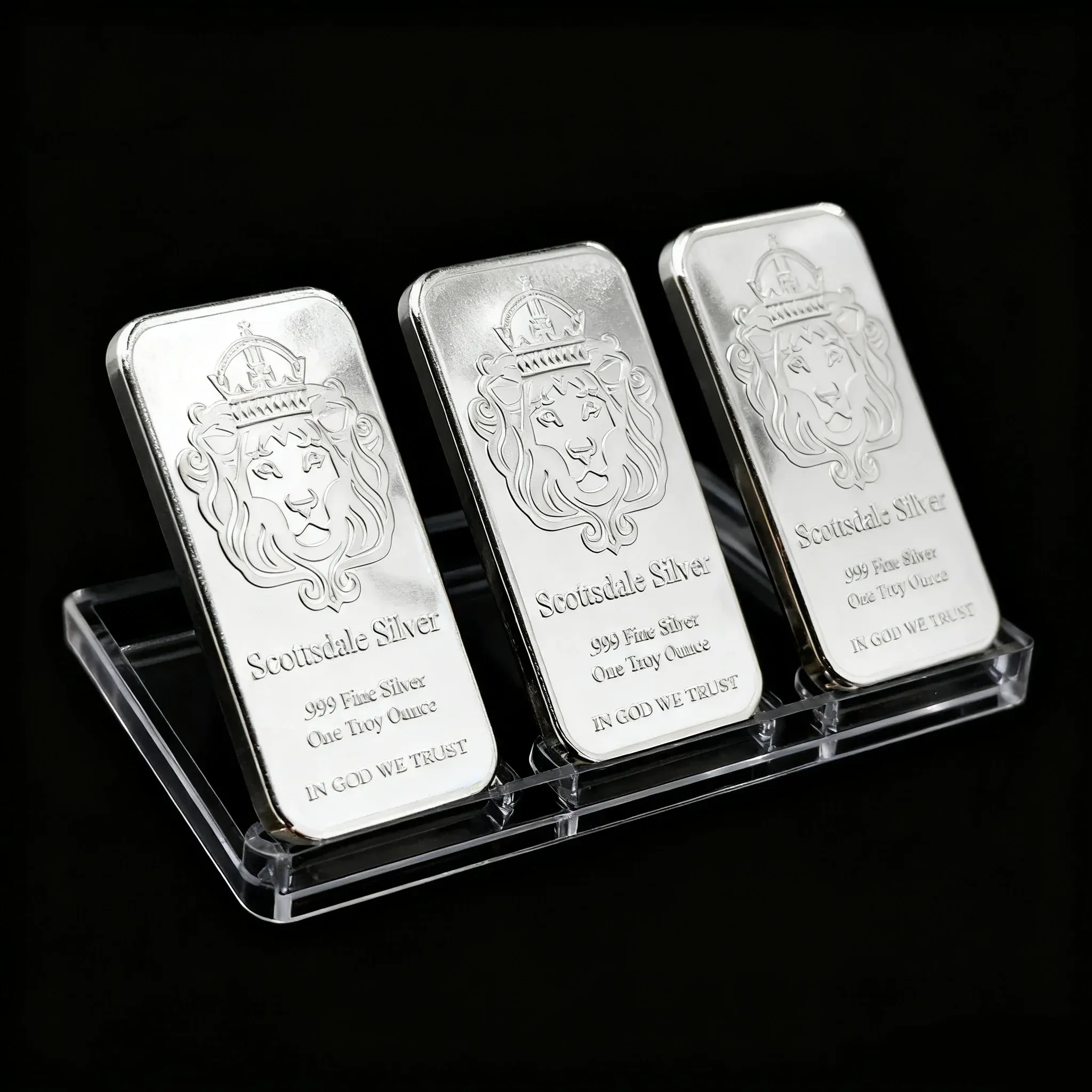 🔥1 oz Scottsdale Mint Crowned Lion Silver Bar