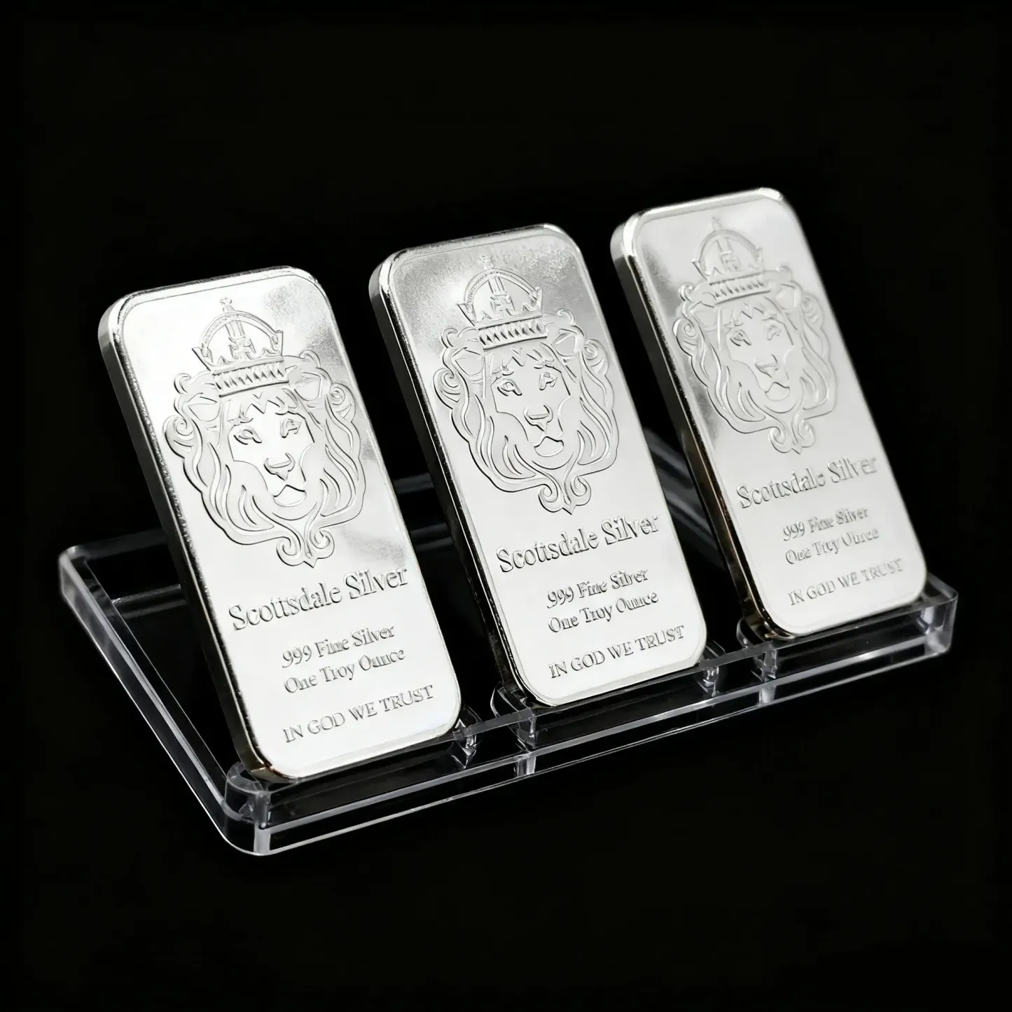 🔥1 oz Scottsdale Mint Crowned Lion Silver Bar