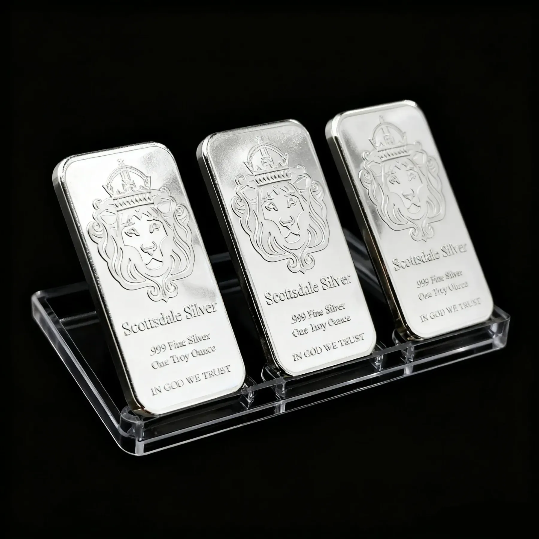 🔥1 oz Scottsdale Mint Crowned Lion Silver Bar
