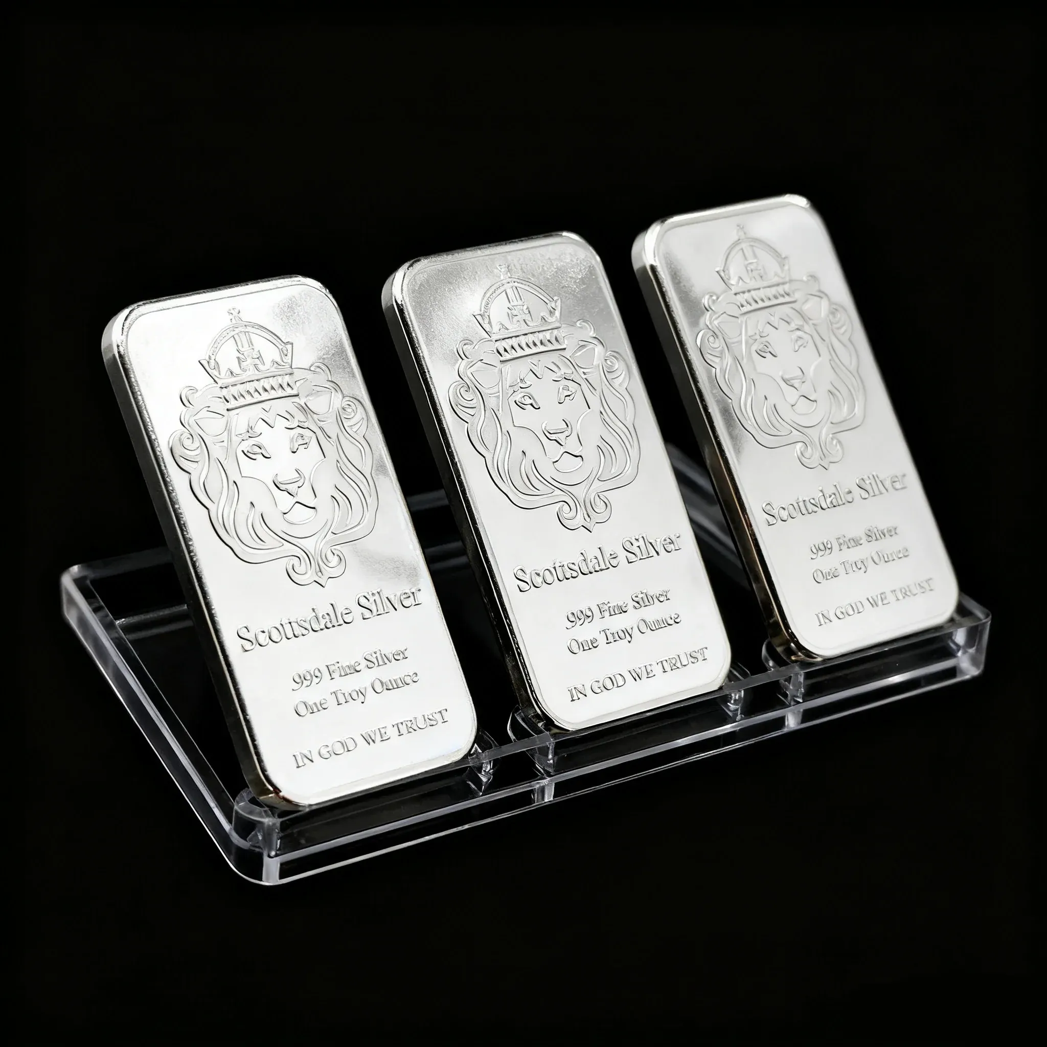 🔥1 oz Scottsdale Mint Crowned Lion Silver Bar