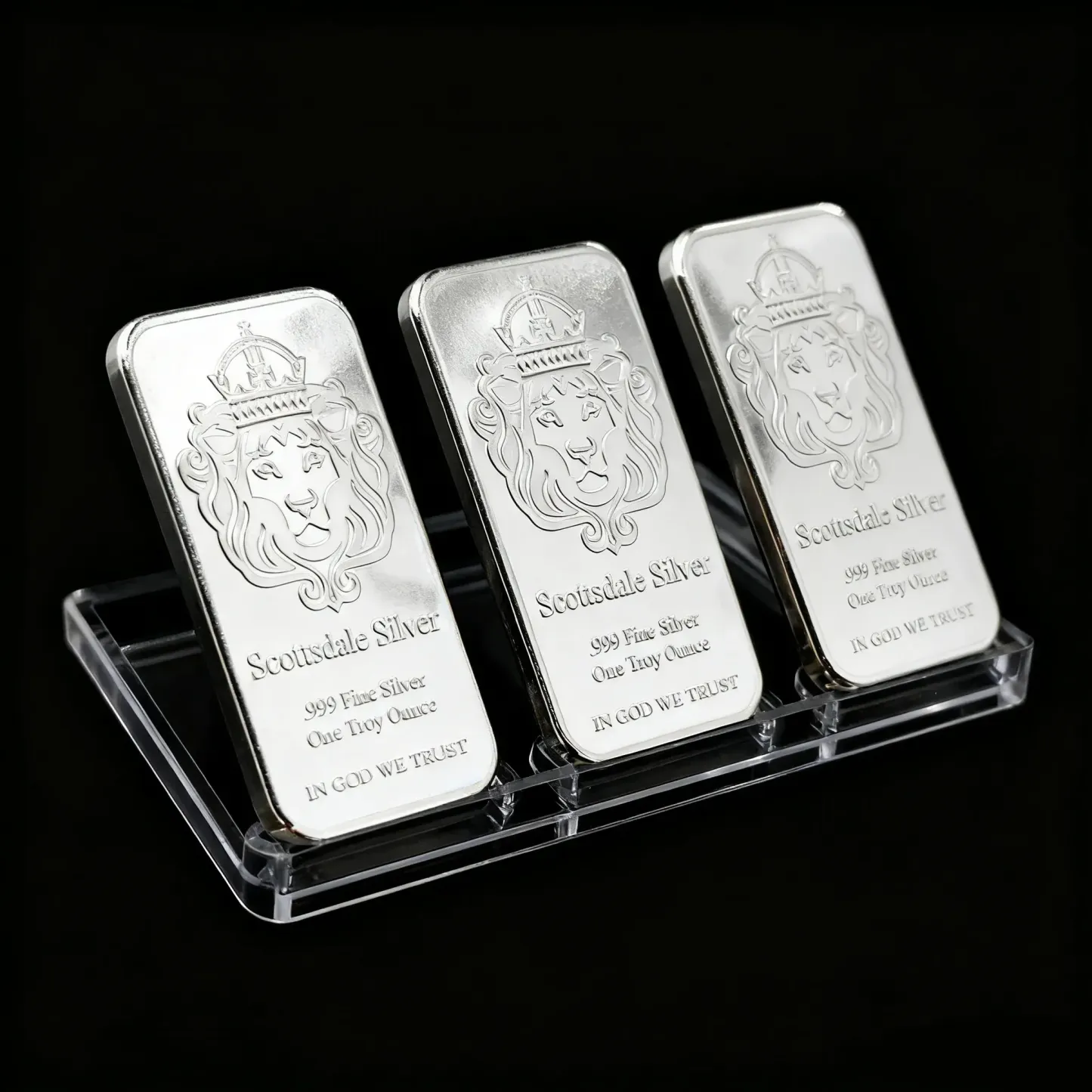 🔥1 oz Scottsdale Mint Crowned Lion Silver Bar