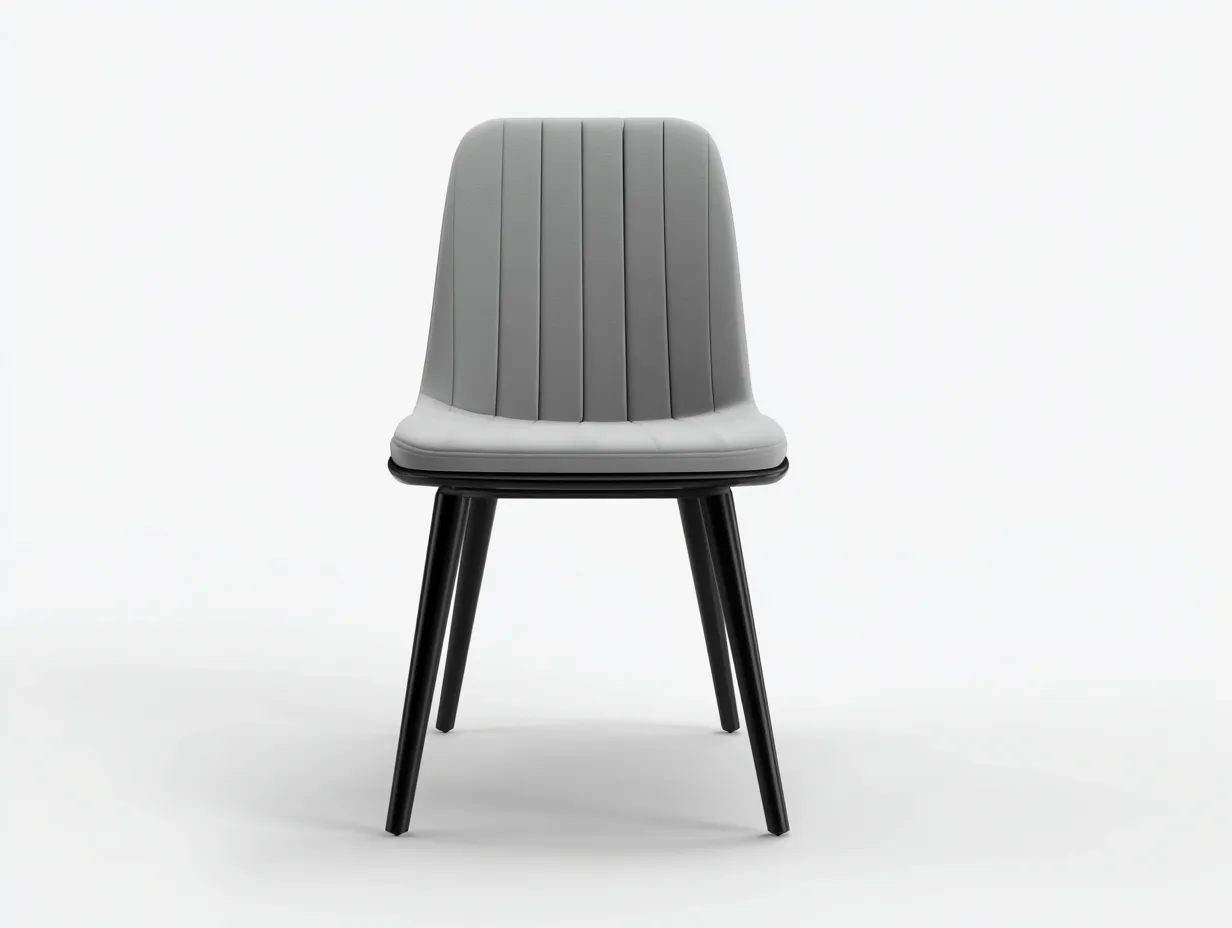 Silla de comedor 50x58x87 cm - gris claro y negro - para comedor - diseño vertical con respaldo acolchado y patas inclinadas
