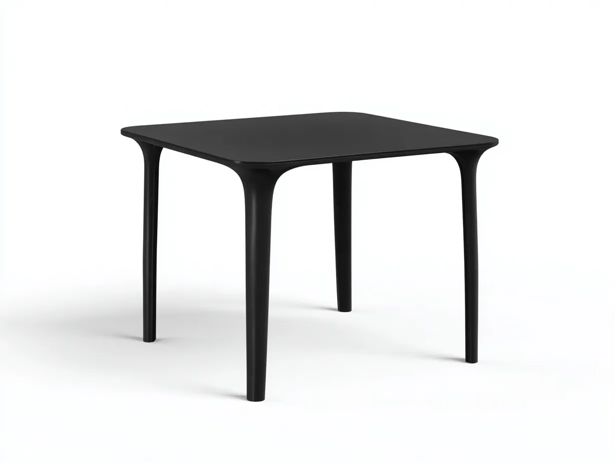 Mesa de comedor de jardín 90x90x75 cm - negro mate - diseño cuadrado con esquinas redondeadas para exterior