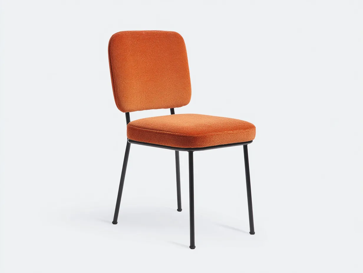 Silla de comedor 49x57x86 cm - naranja teja y negro - para comedor - diseño compacto con respaldo recto y asiento acolchado