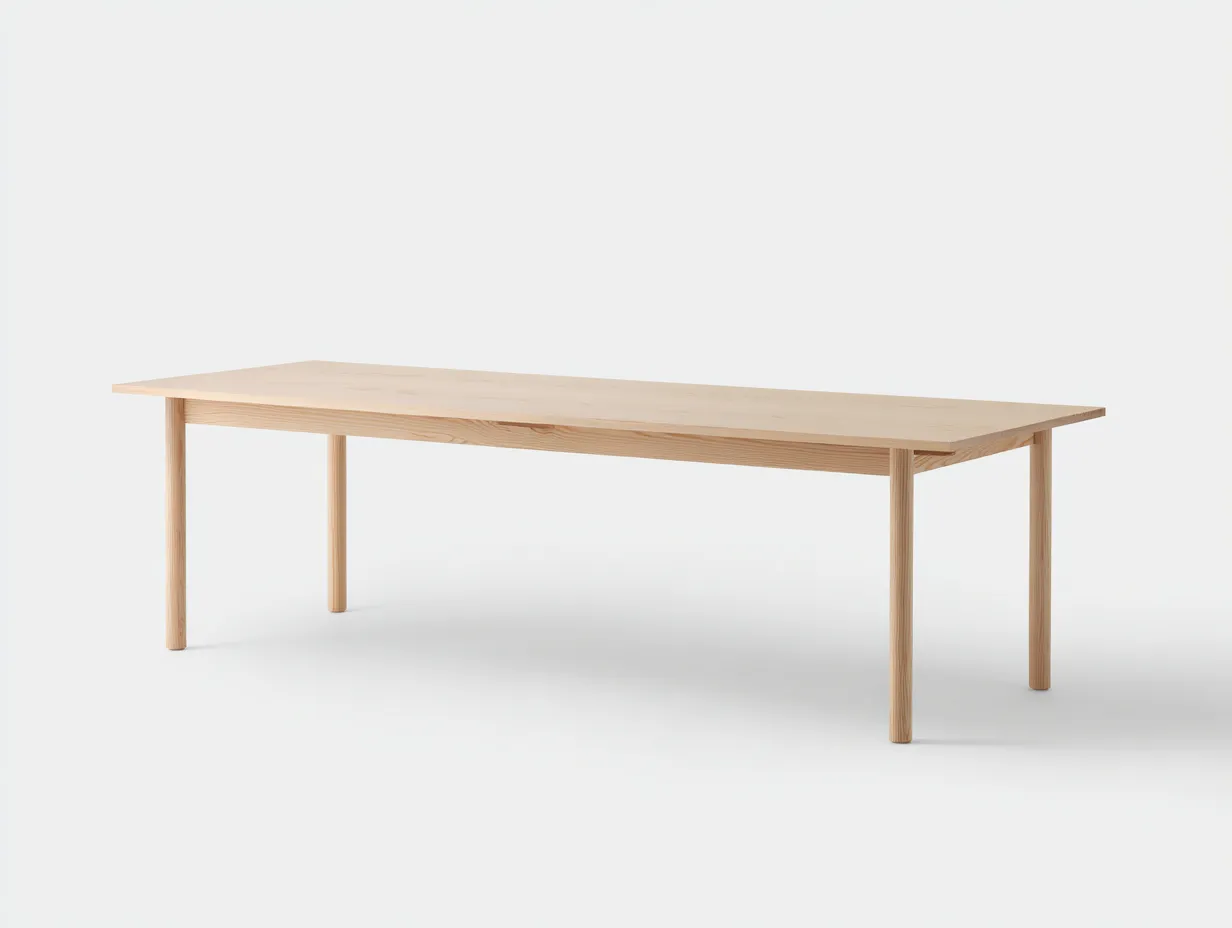 Mesa de comedor de jardín 220x90x75 cm - madera clara - diseño rectangular ligero para exterior