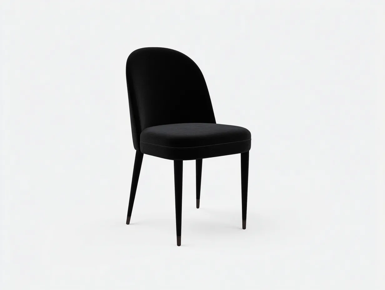 Silla de comedor 50x56x88 cm - negro - para comedor - diseño curvo con respaldo envolvente y patas estilizadas