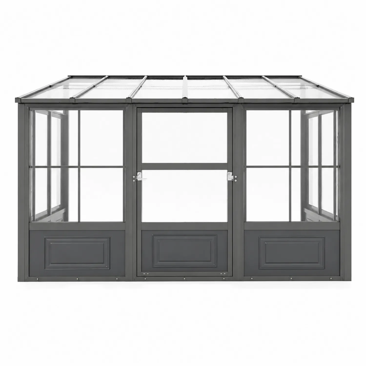 Altana ogrodowa prostokątna stal szkło hartowane szare