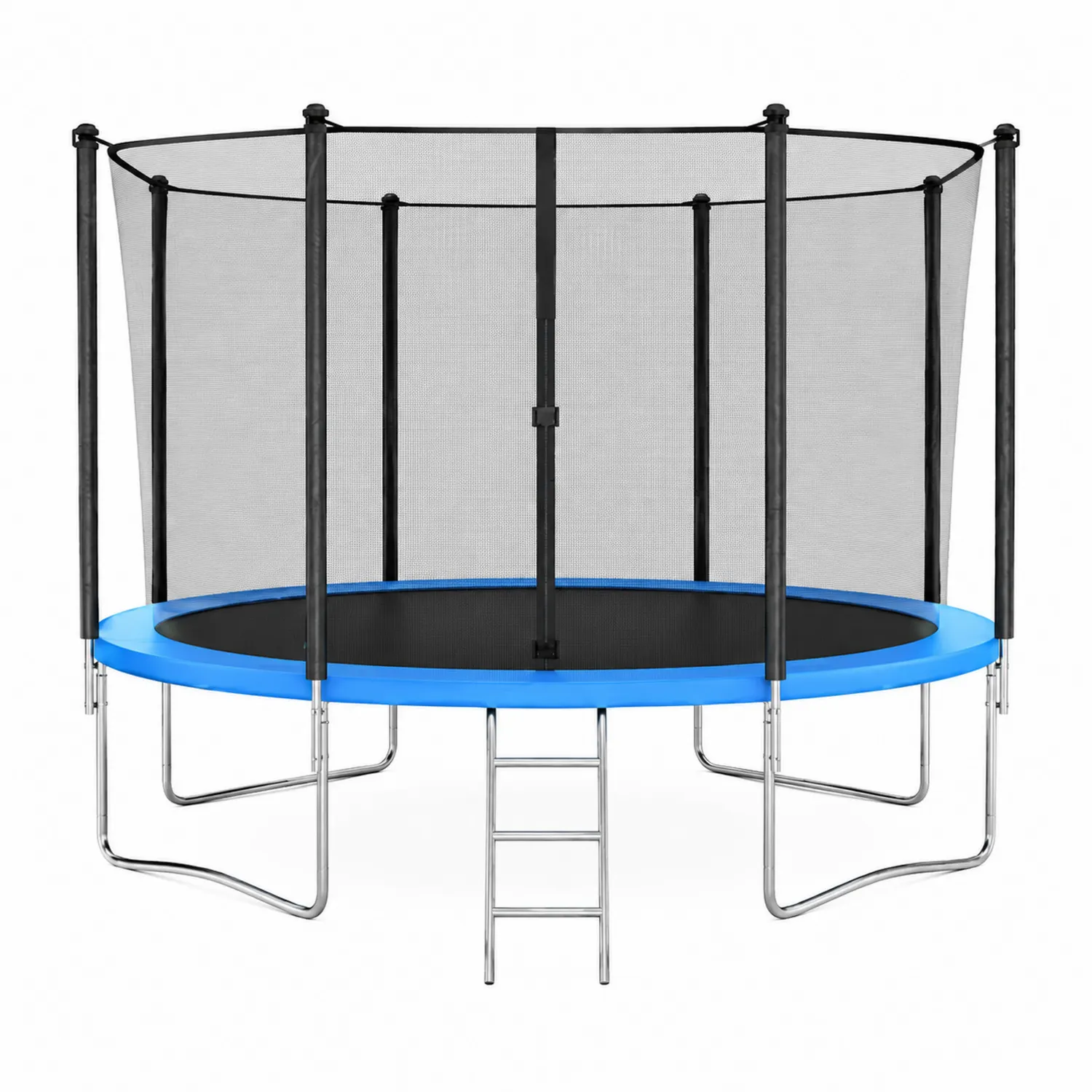 Trampolina ogrodowa 305 cm z siatką zabezpieczającą stalowo-niebieska