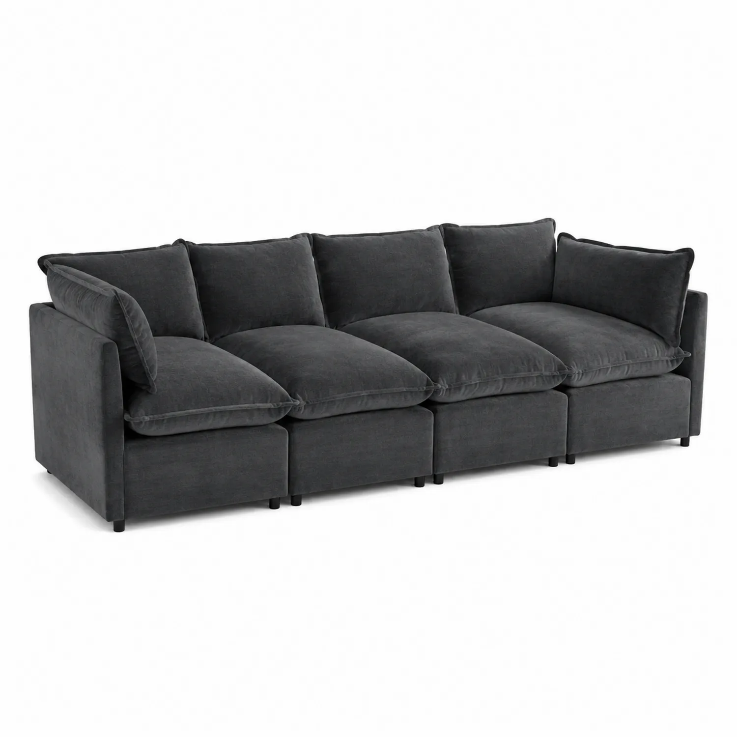 Modułowa sofa 4-osobowa z tkaniny poliestrowej antracytowej 300x100x85 cm
