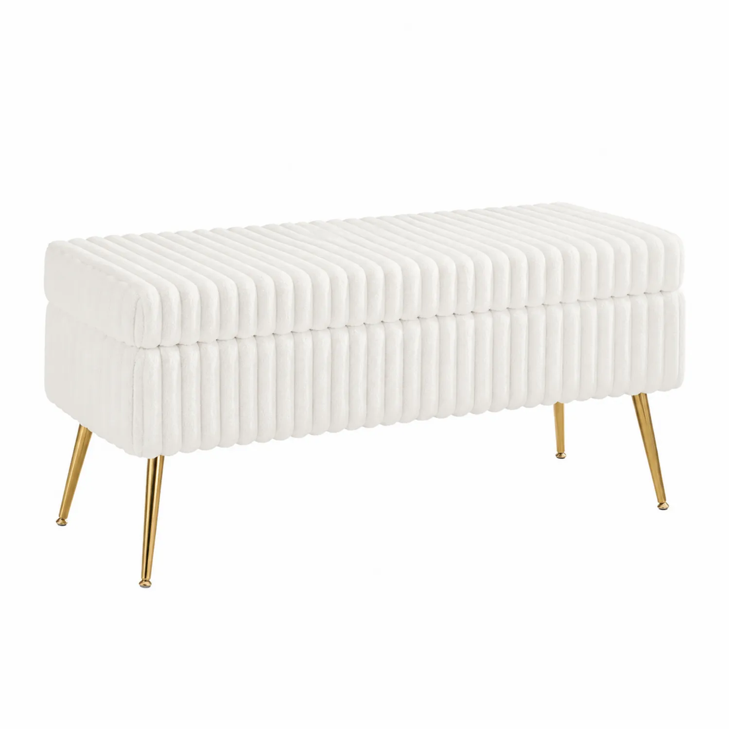 Ławka tapicerowana biały welur stalowe nogi 120x40x45 cm