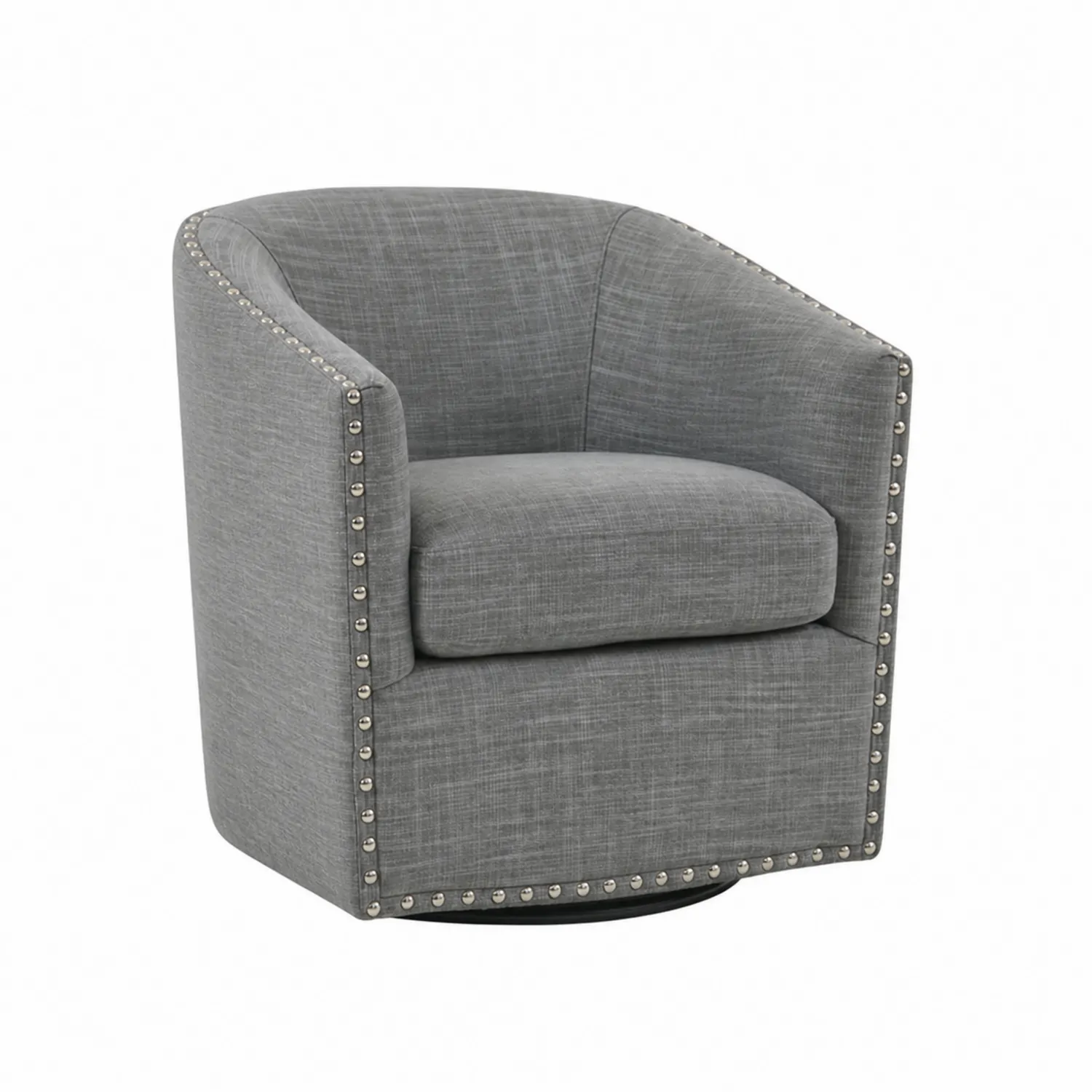 Fotel obrotowy z tkaniny szary z nitami 76 cm x 71 cm x 77 cm