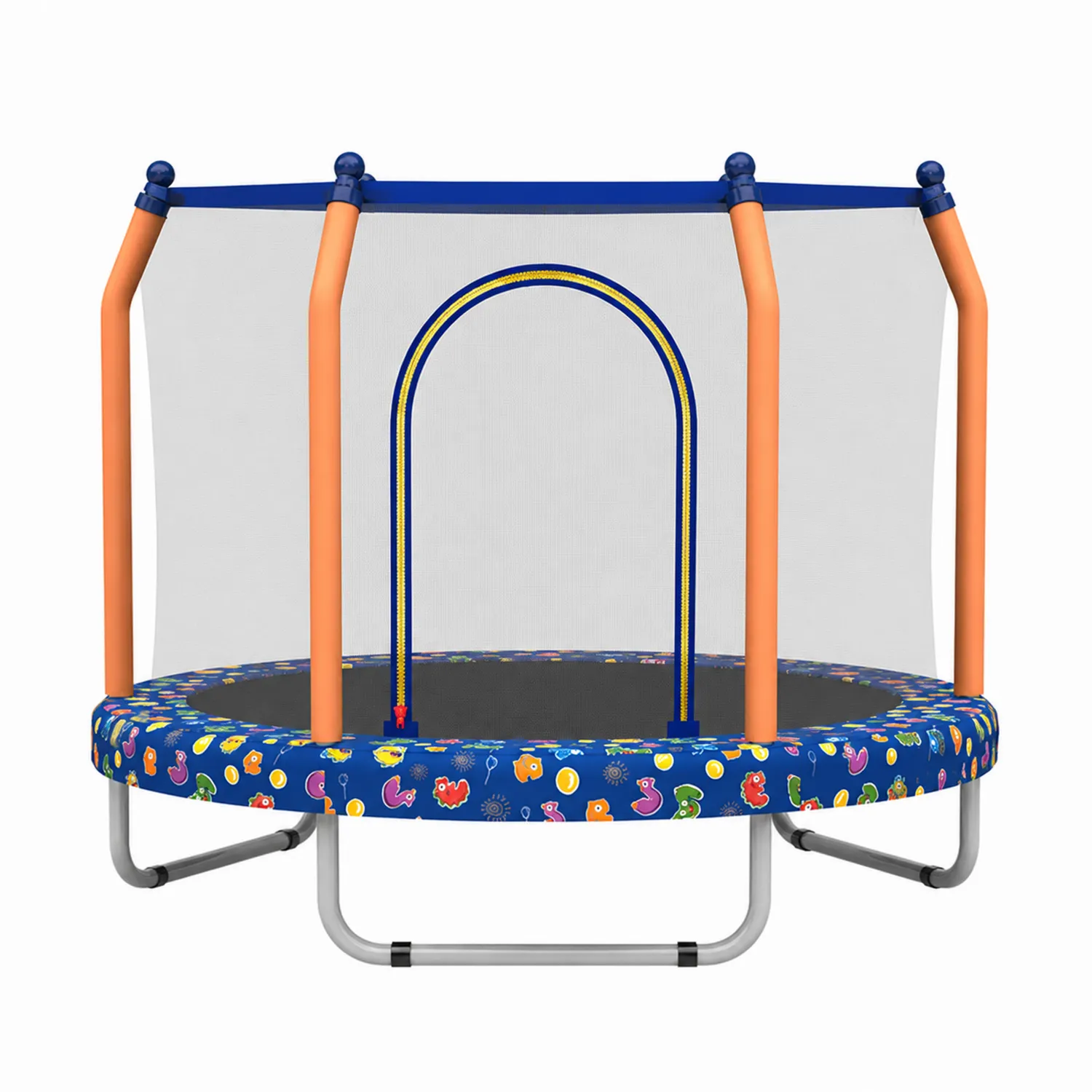 Trampolina okrągła z siatką 140 cm stal/poliester kolorowa