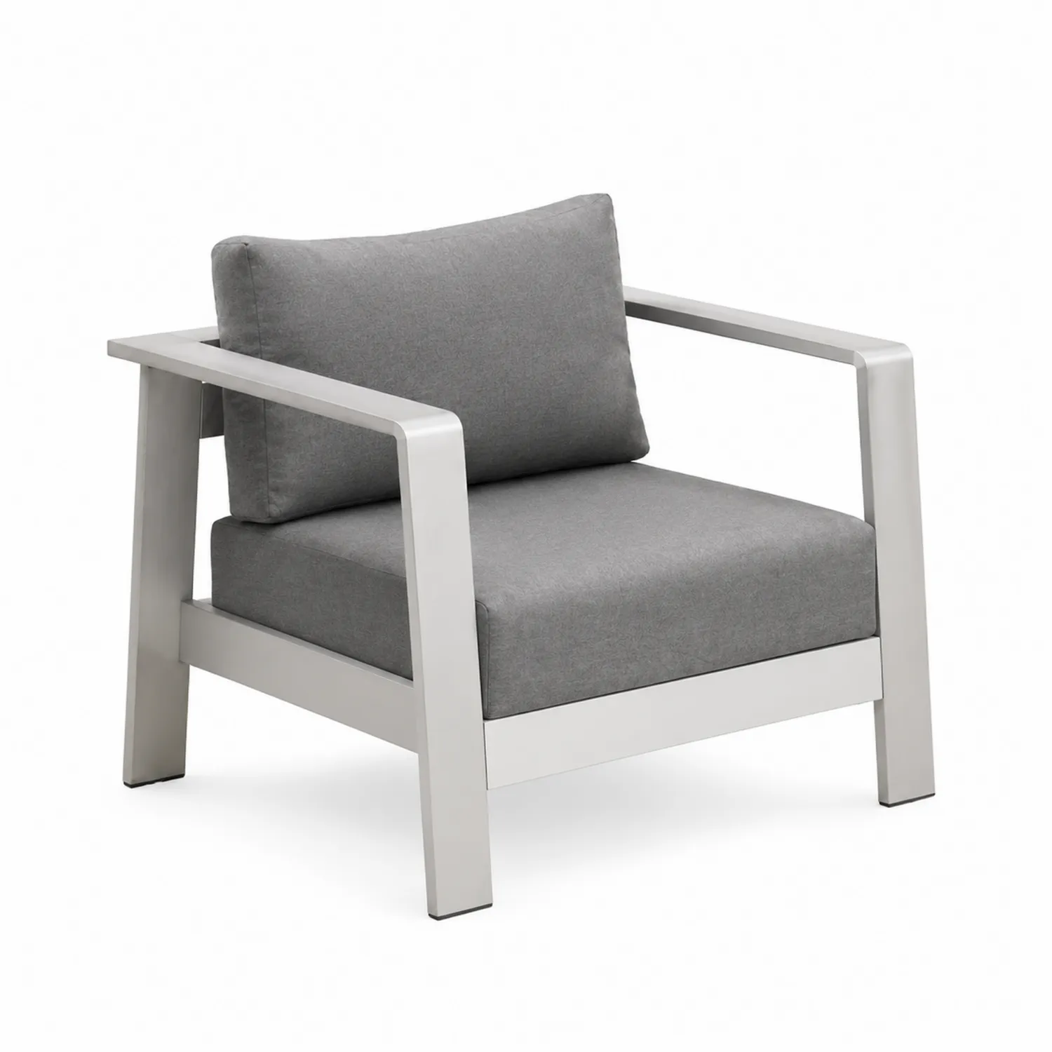 Fotel aluminiowy z szarymi poduszkami z poliestru 80x75x70 cm