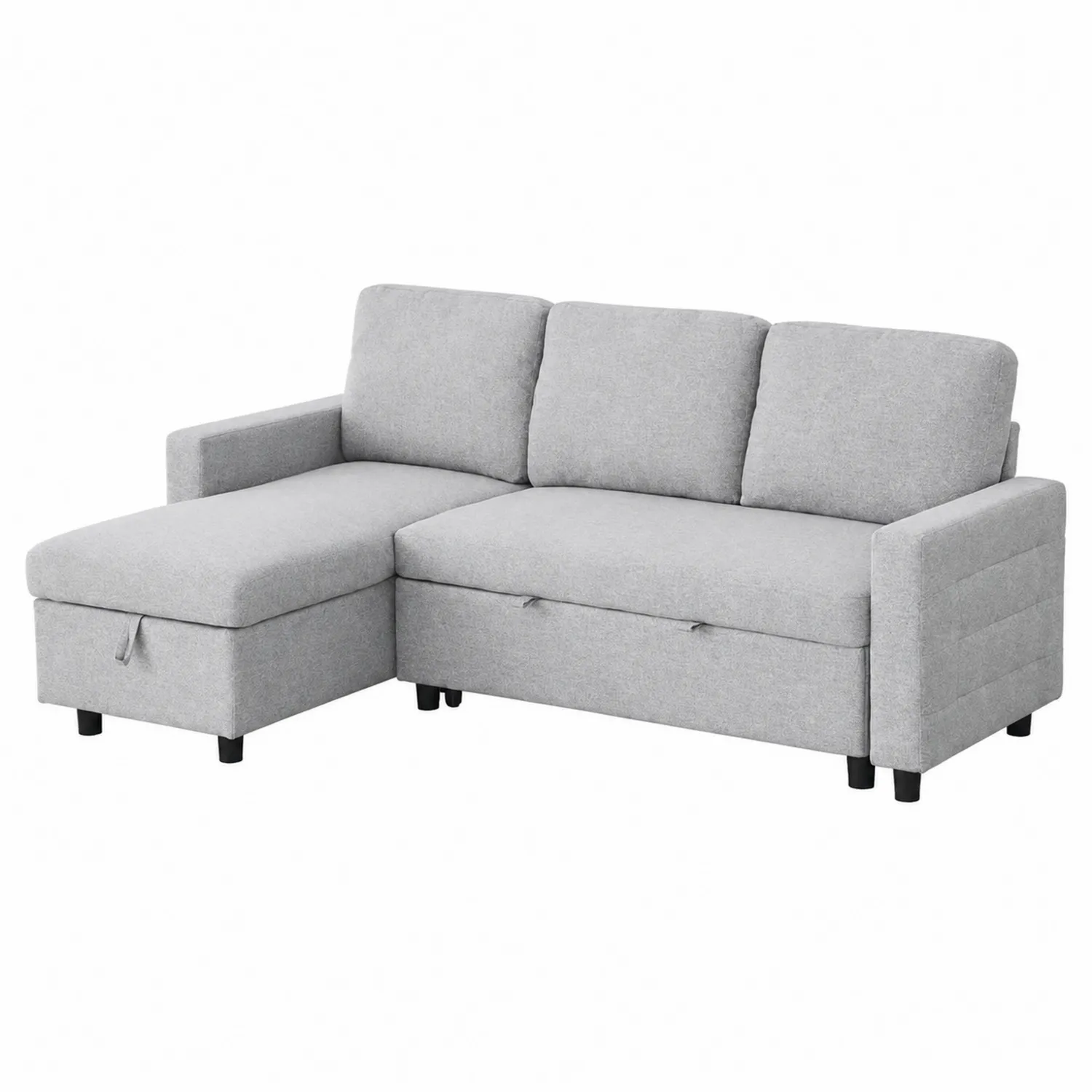 Sofa narożna z tkaniny poliestrowej szara 250x150x90 cm