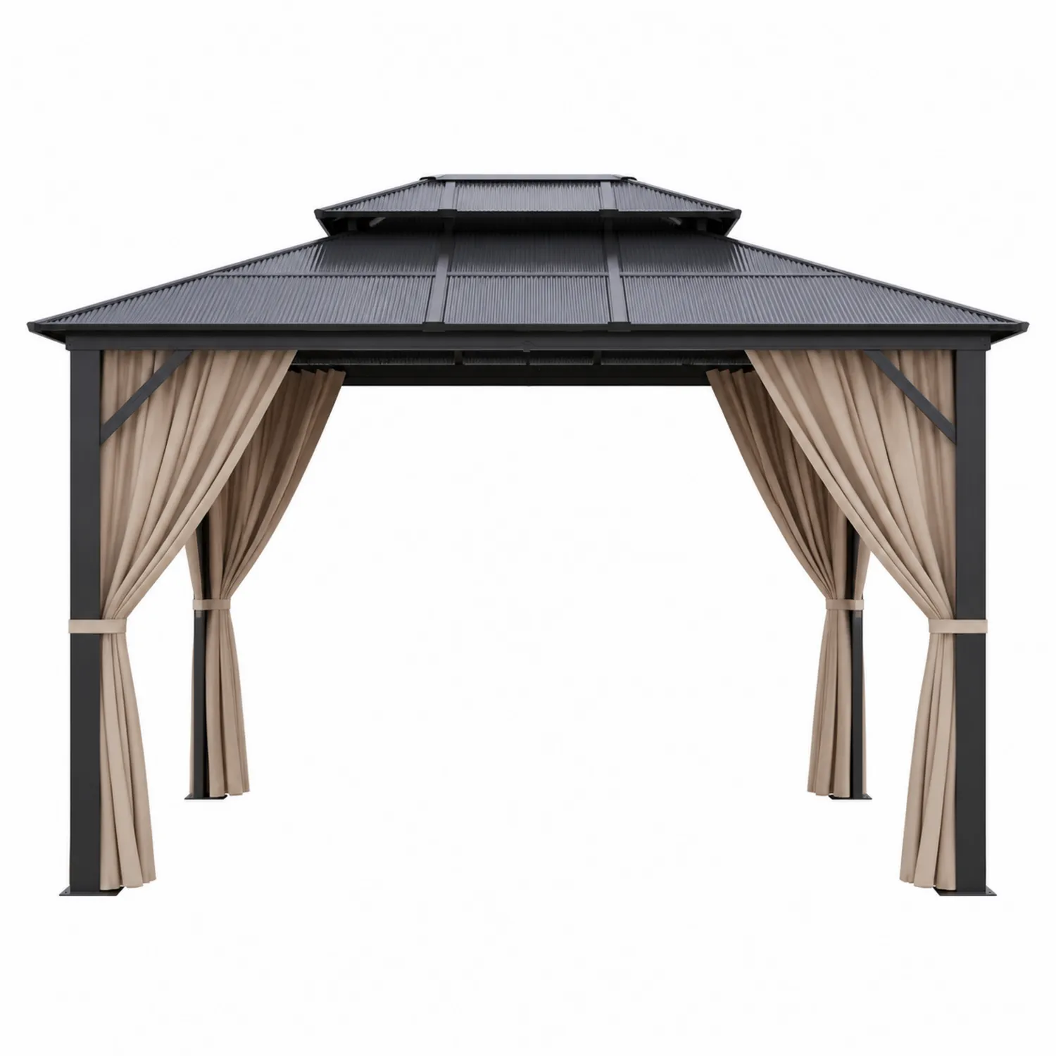 Altana ogrodowa prostokątna 300x400 cm aluminium poliwęglan beżowy