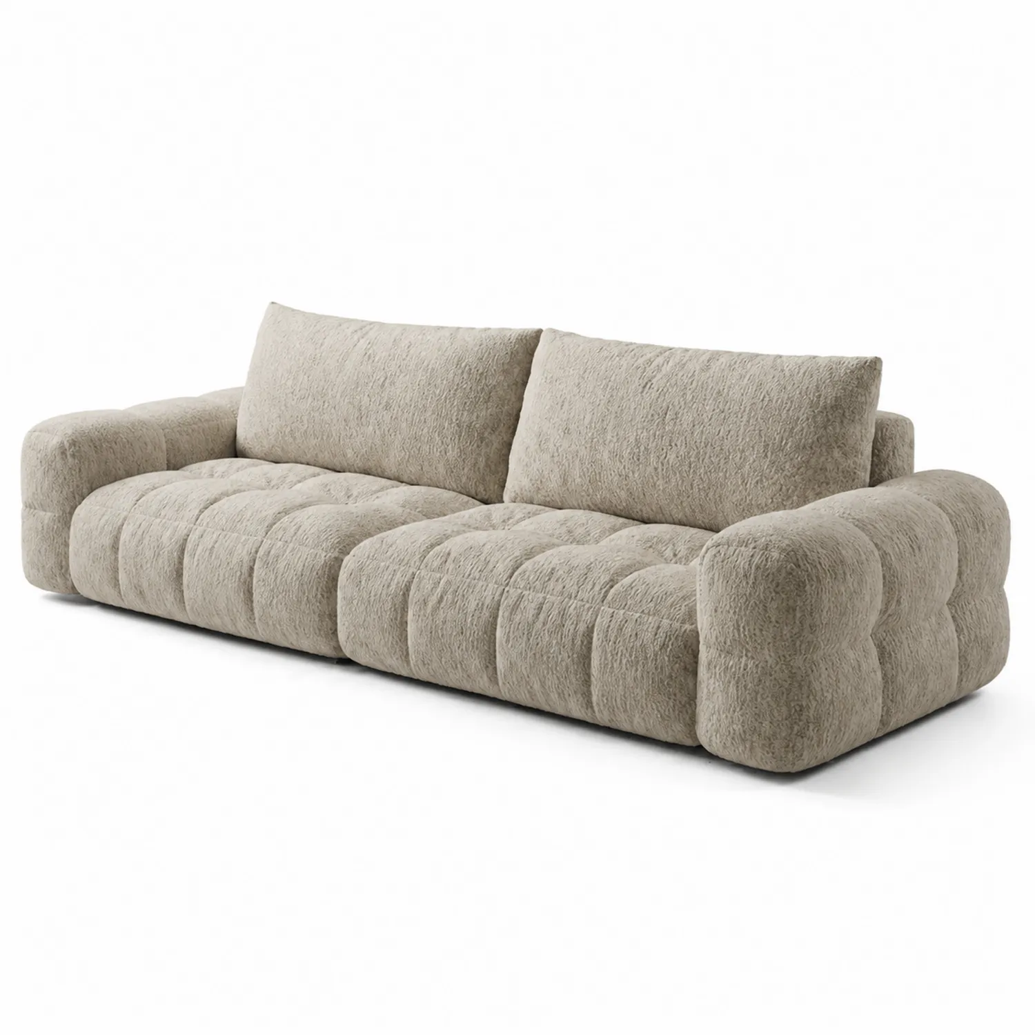 Beżowa sofa 3-osobowa z tkaniny poliestrowej