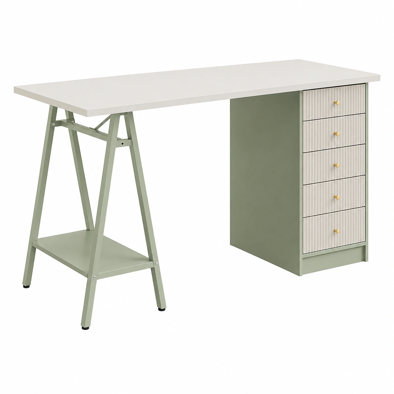 Escritorio moderno con cinco cajones y estructura tipo caballete elegante-decovaroa
