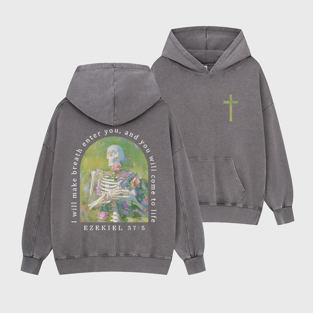 I Will Make Breath Enter You Christian Washed Hoodie