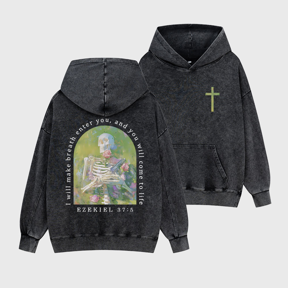 I Will Make Breath Enter You Christian Washed Hoodie