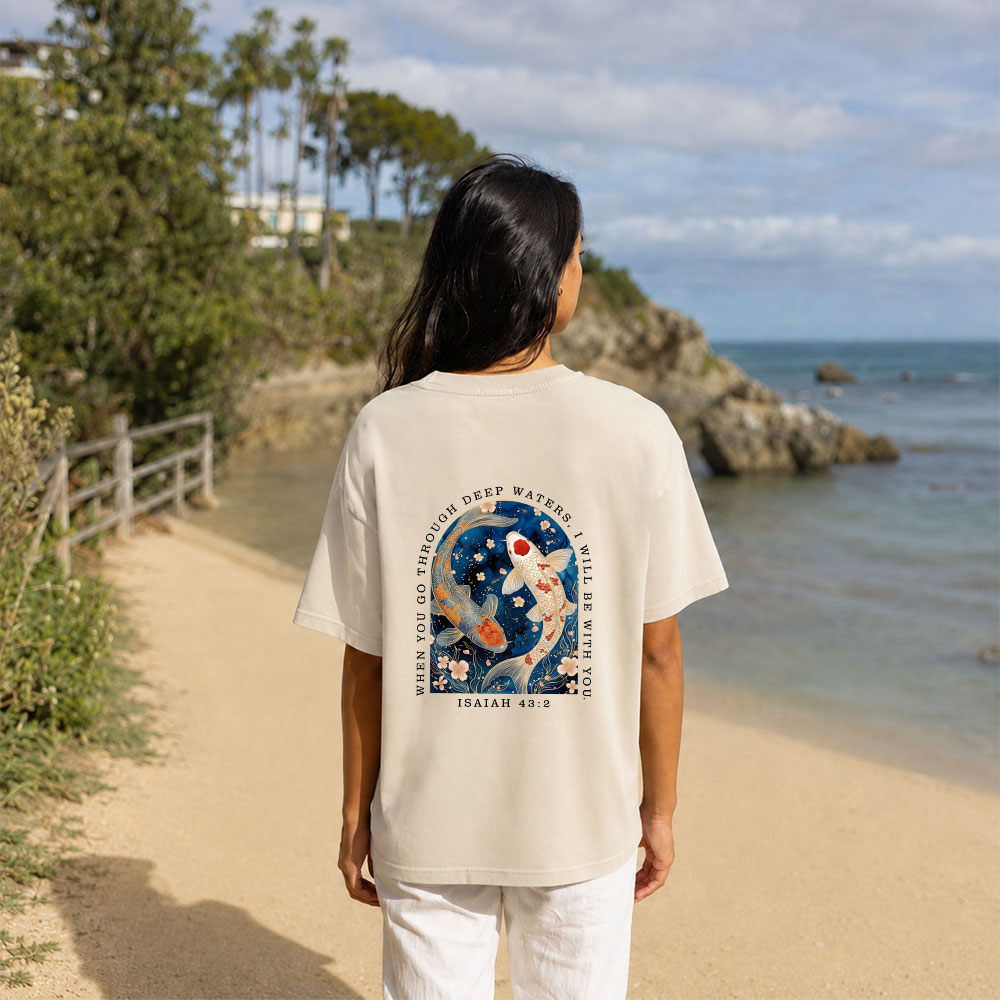 When You Go Through Deep Water Christian Washed T-Shirt