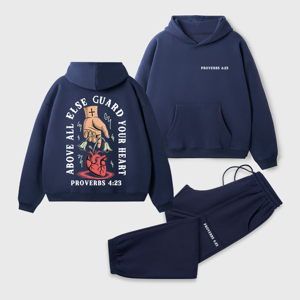 Above All Else Guard Your Heart Christian Premium Fleece Hoodie Set