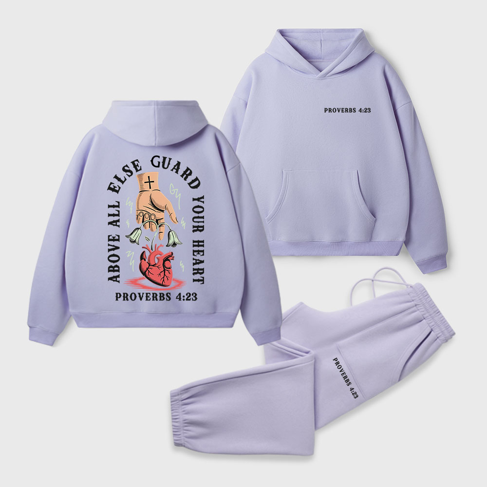 Above All Else Guard Your Heart Christian Premium Fleece Hoodie Set