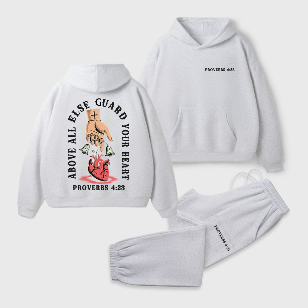 Above All Else Guard Your Heart Christian Premium Fleece Hoodie Set