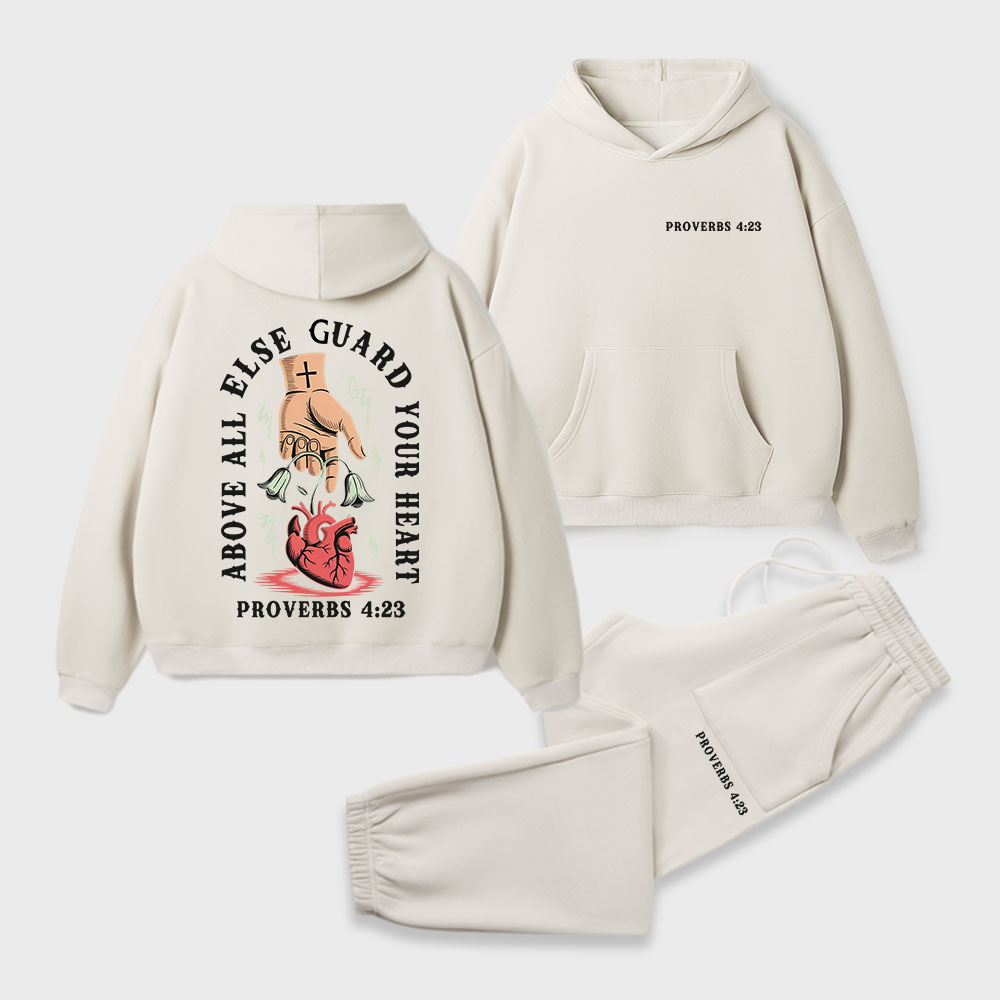 Above All Else Guard Your Heart Christian Premium Fleece Hoodie Set