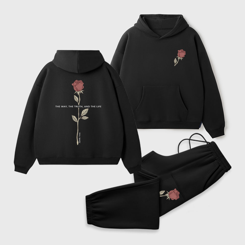 The Way The Truth The Life Christian Premium Fleece Hoodie Set