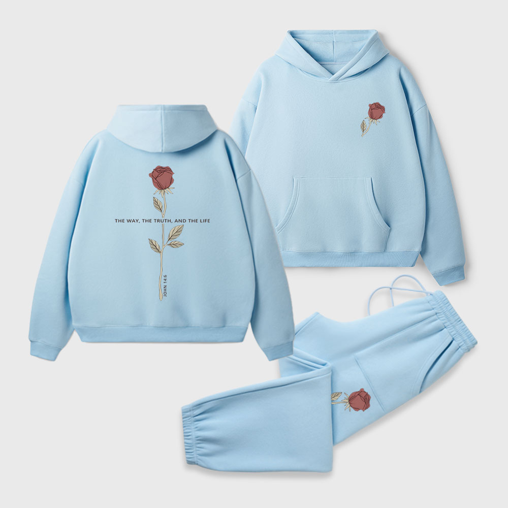 The Way The Truth The Life Christian Premium Fleece Hoodie Set