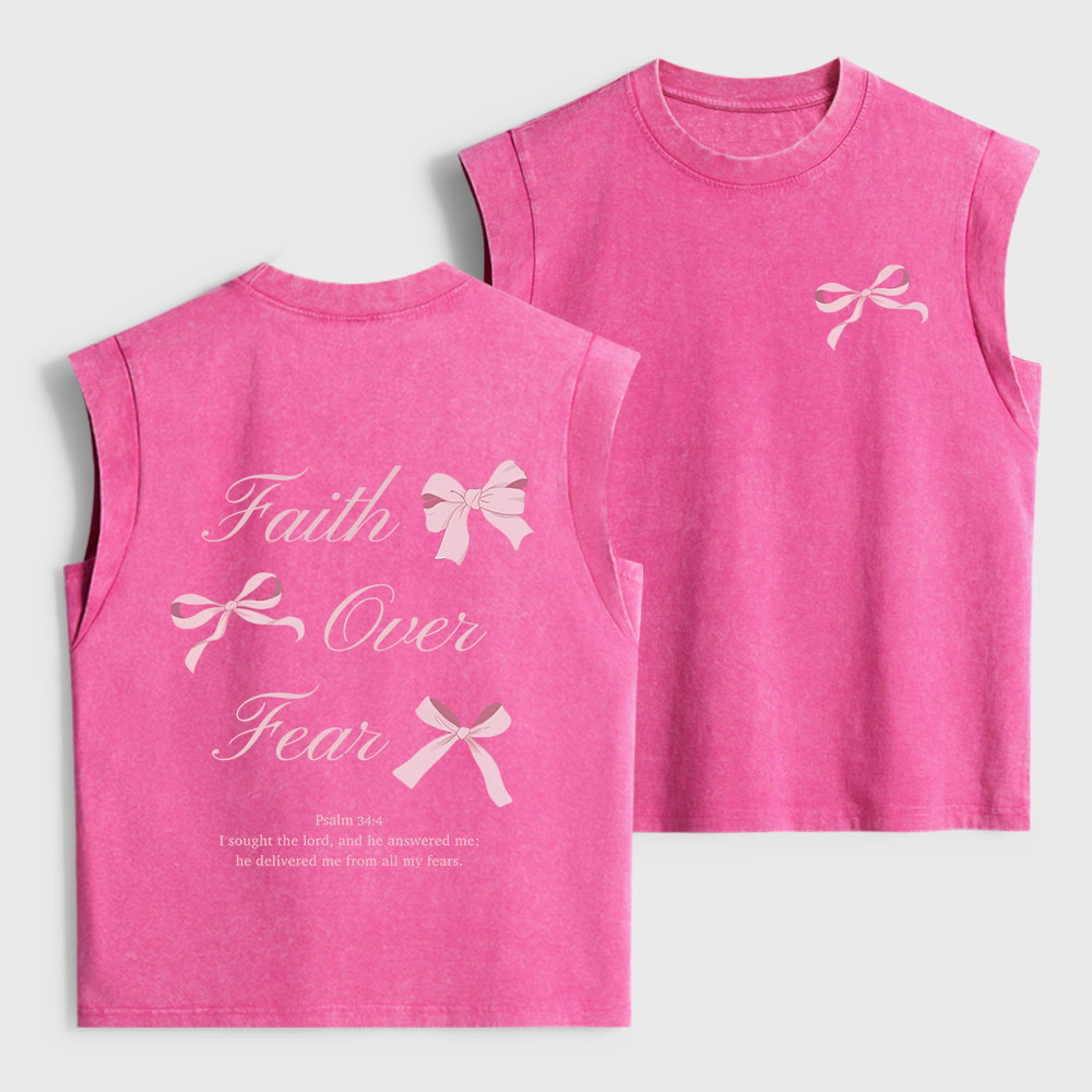 Faith Over Fear Christian Women's Washed Tank Top