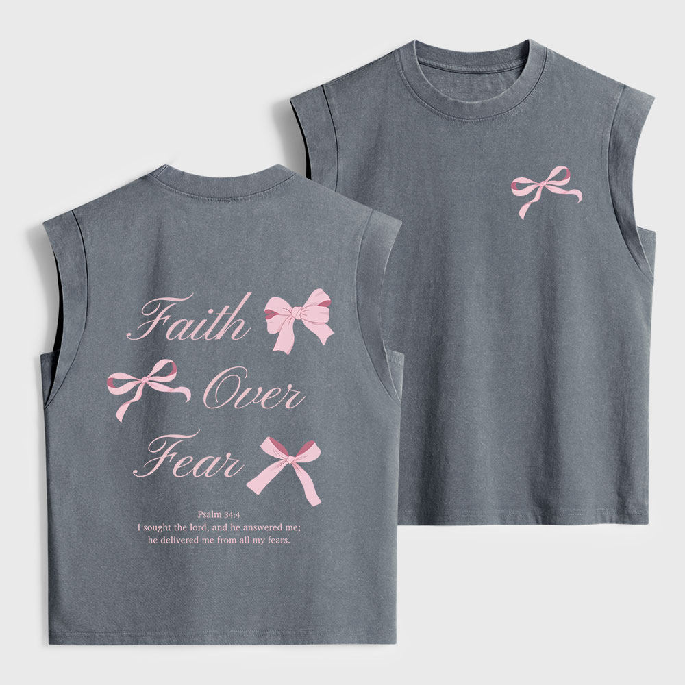 Faith Over Fear Christian Women's Washed Tank Top