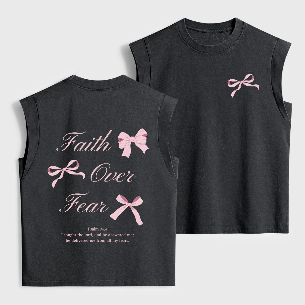 Faith Over Fear Christian Women's Washed Tank Top