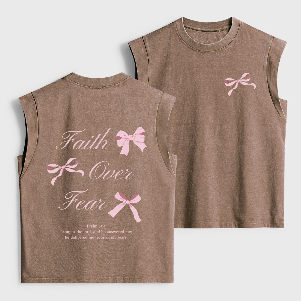 Faith Over Fear Christian Women's Washed Tank Top