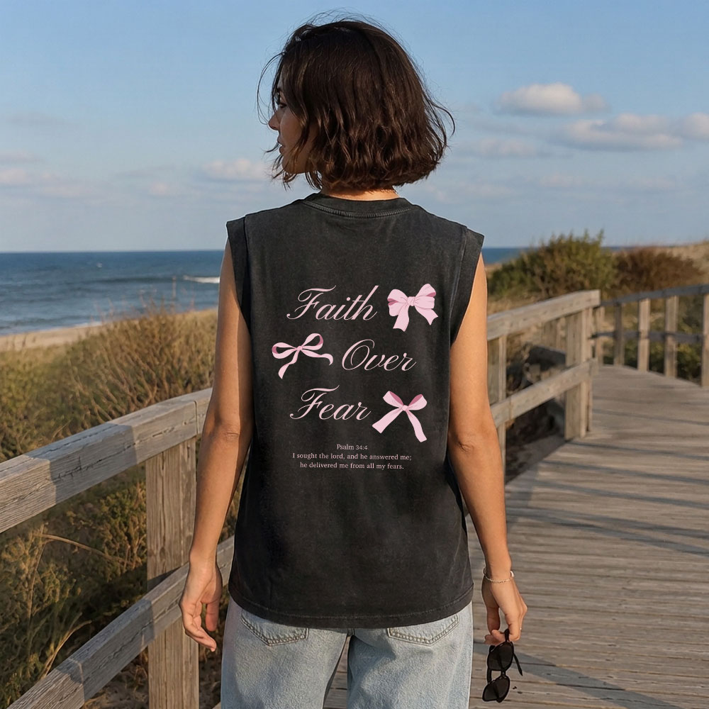 Faith Over Fear Christian Women's Washed Tank Top