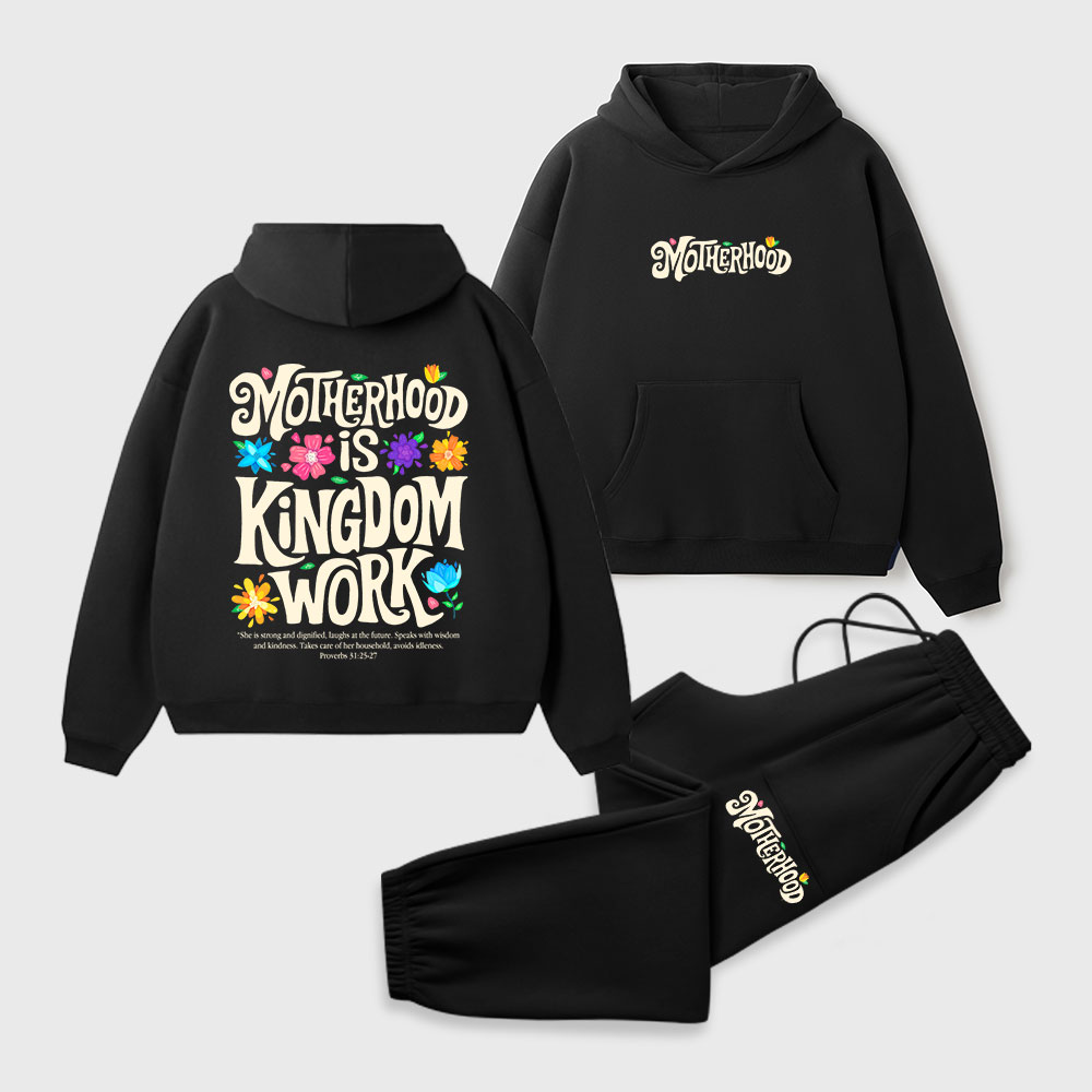 Motherhood Is Kingdom Work Christian Premium Fleece Hoodie Set