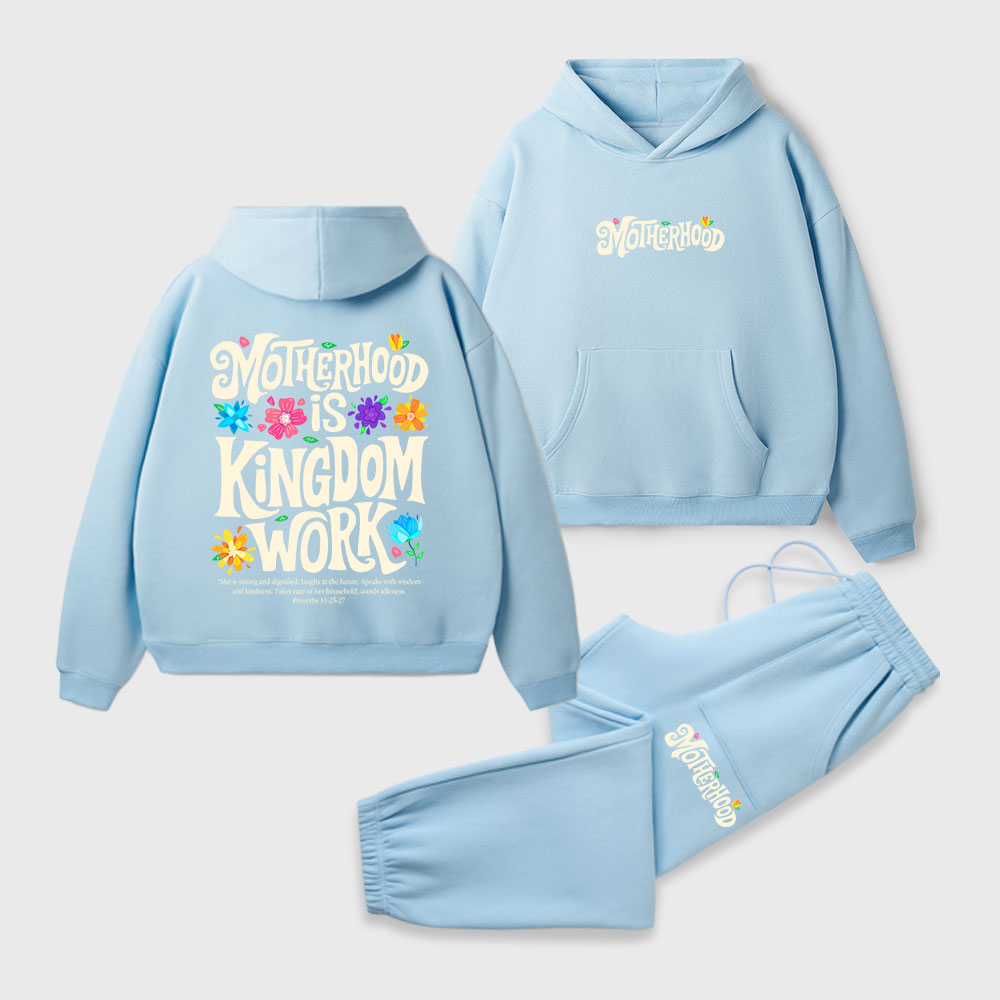 Motherhood Is Kingdom Work Christian Premium Fleece Hoodie Set